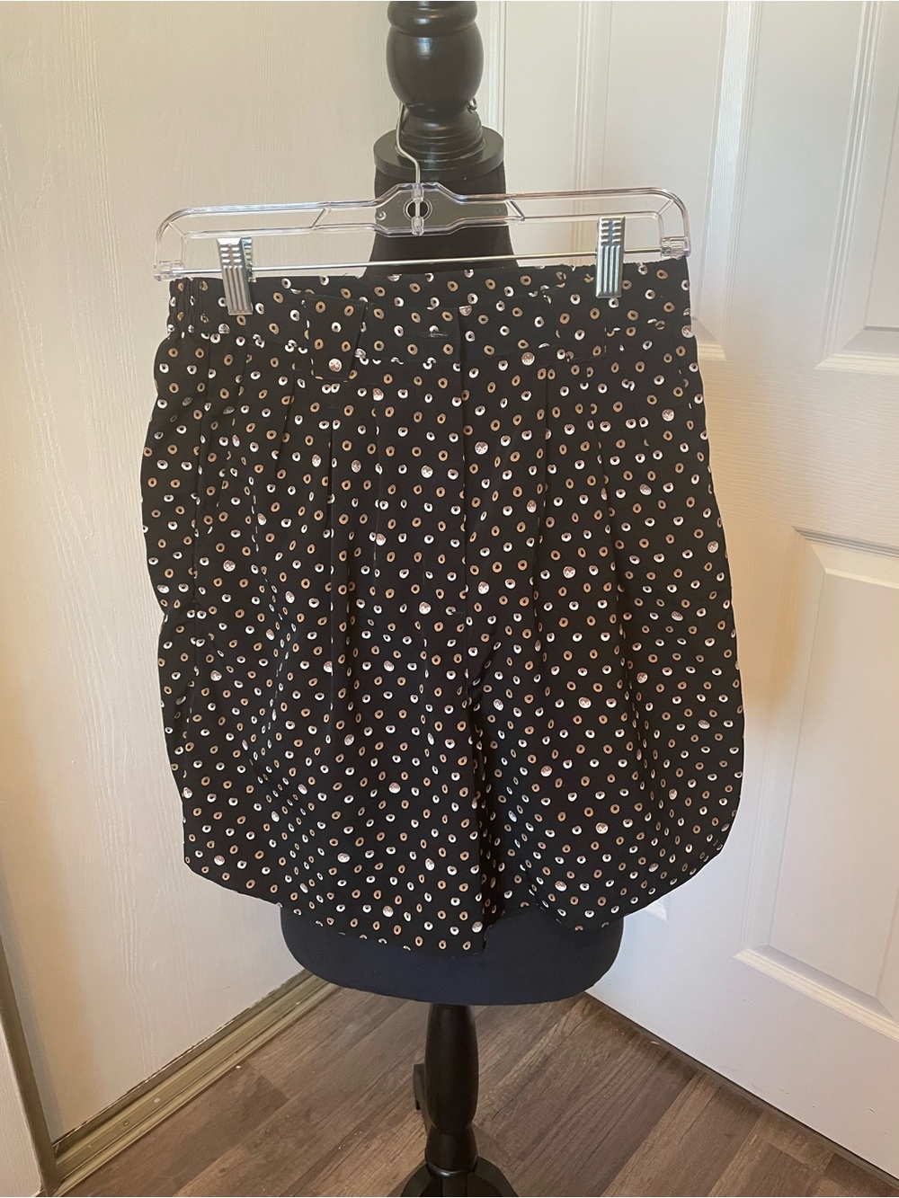 Line-Up Black Skirt with Cream Polka Dots Size 6
